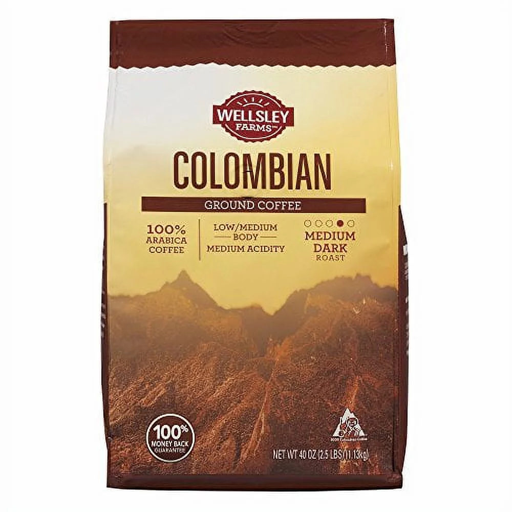 Wellsley Farms Colombian Ground Coffee, 40 oz. (pack of 2)