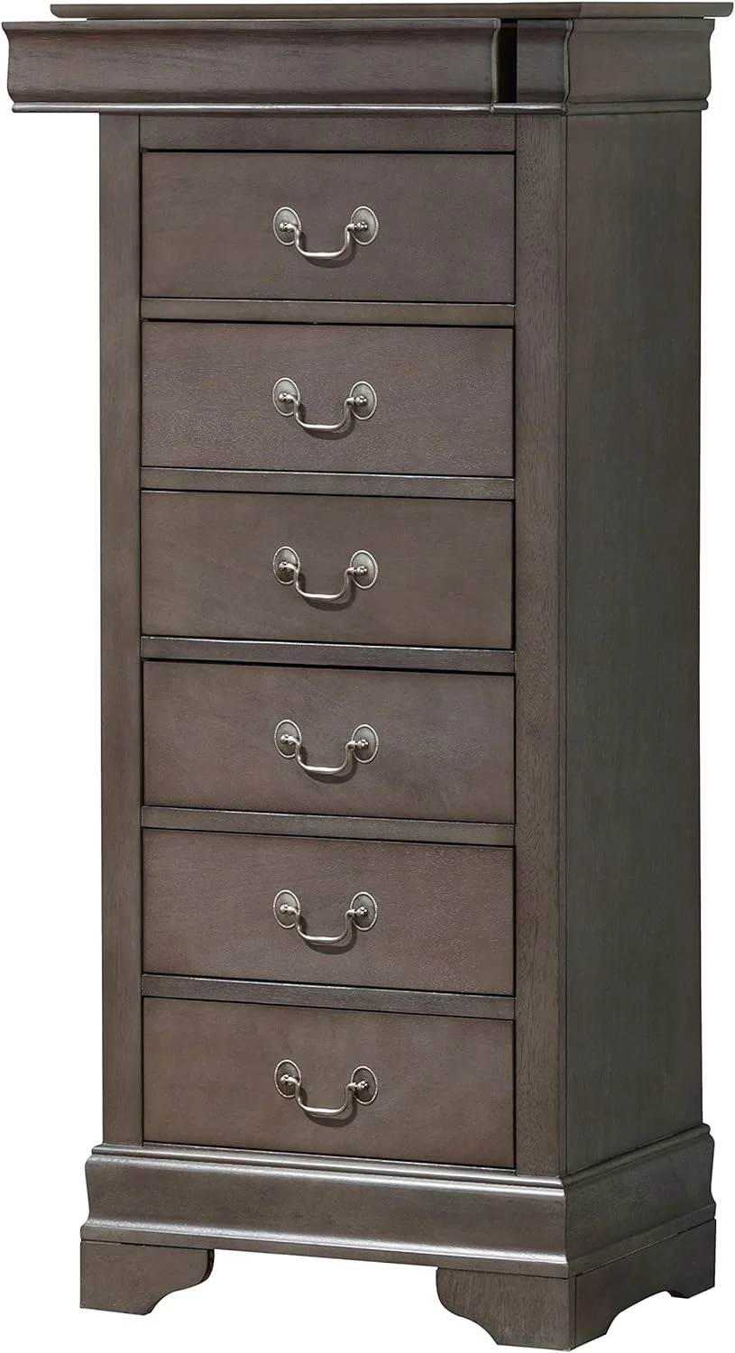 HYUN Louis Phillipe 7 Drawer Lingerie Chest in Gray