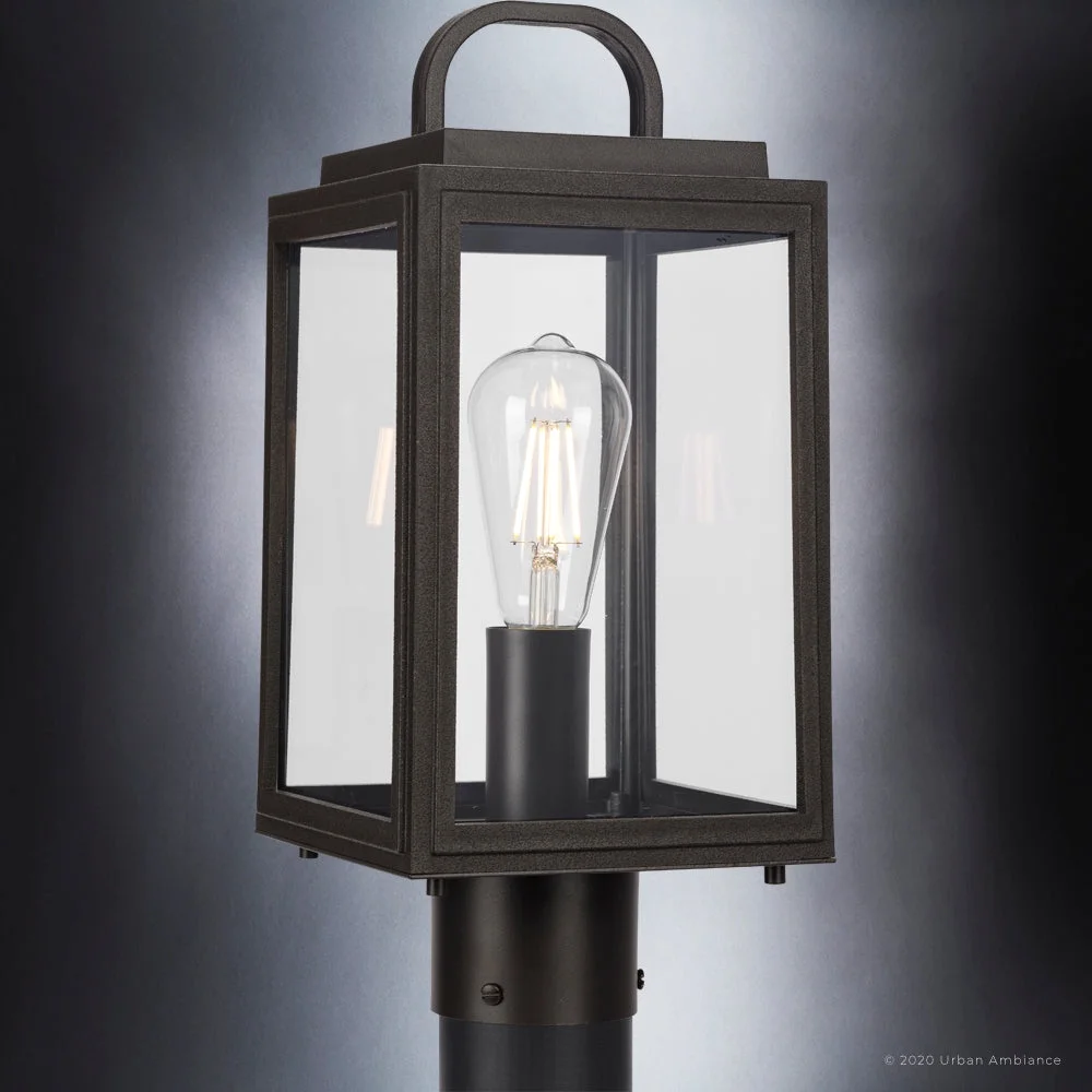 Luxury Farmhouse Post Light, 15.625H x 7W, with Modern Farmhouse Style, Olde Bronze, UHP1384 by Urban Ambiance