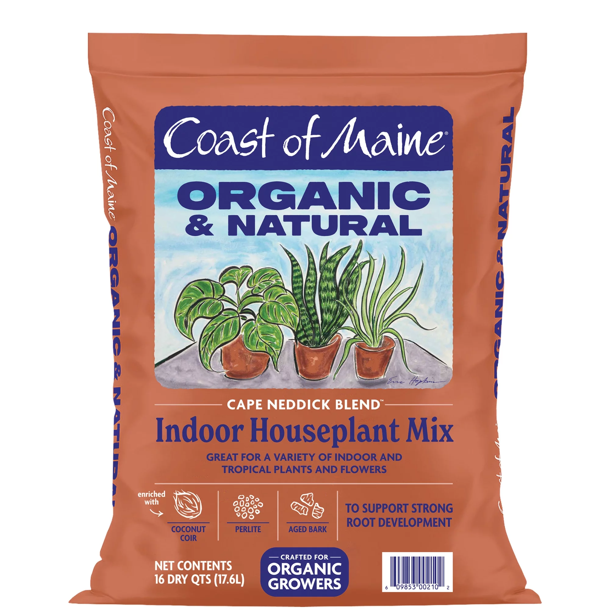 Coast of Maine Organic and Natural Cape Neddick Blend Indoor Houseplant Potting Mix, 16 qt