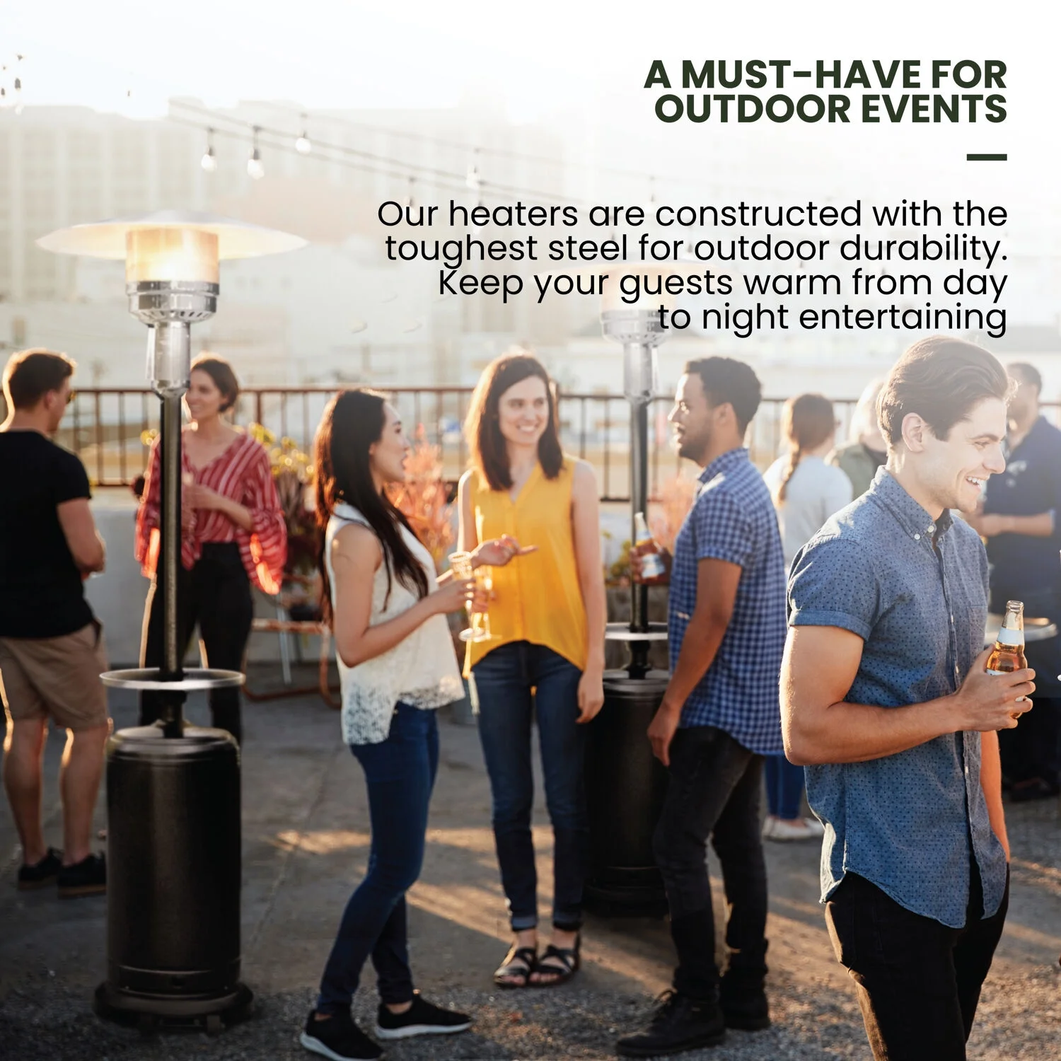 Hanover 7-ft. 48,000 BTU Steel Umbrella Propane Patio Heater in Black, HAN004BLK