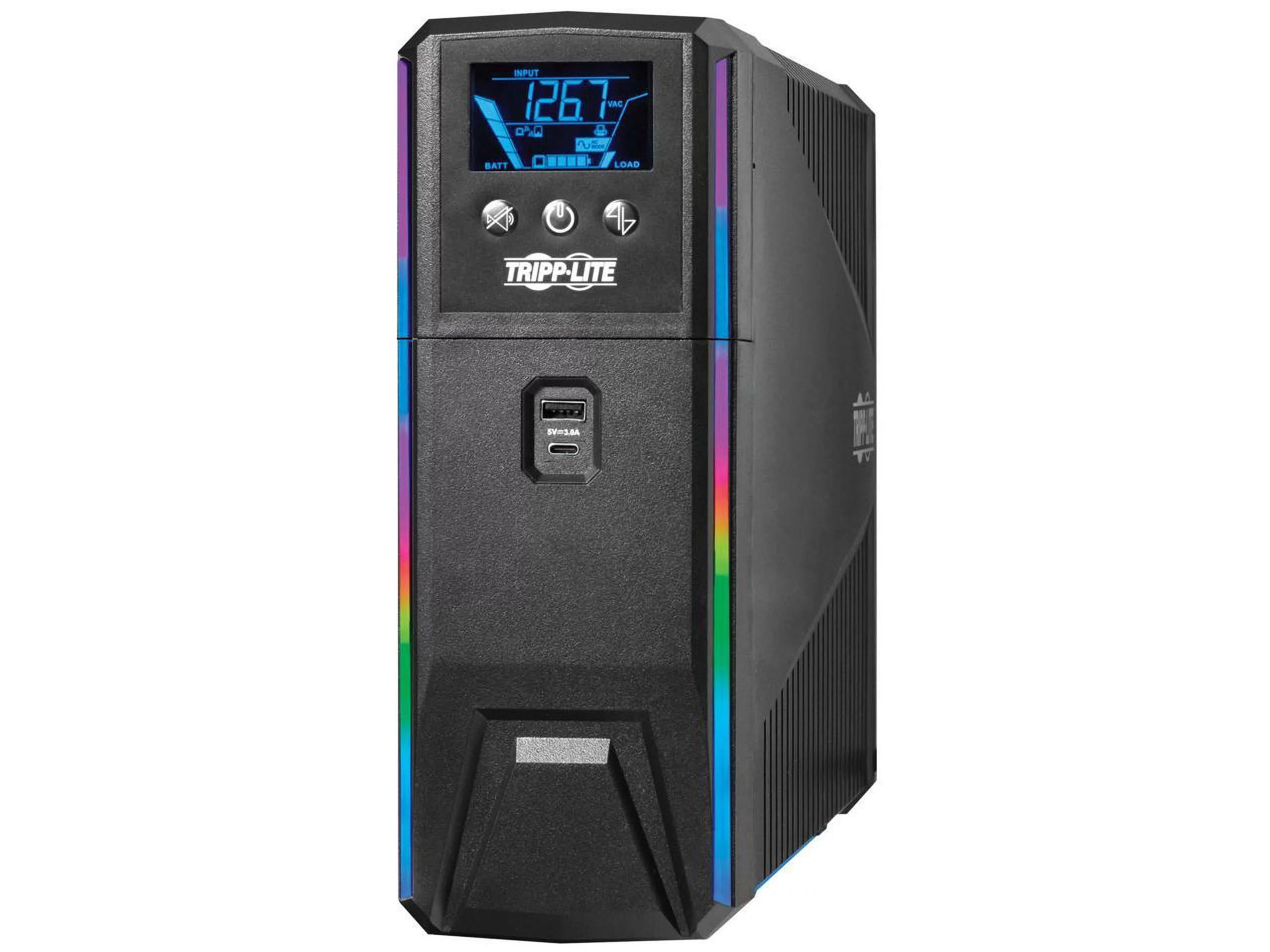 Tripp Lite UPS 1200VA 720W 120V Pure Sine Wave Gaming UPS Battery Backup - LCD, AVR, RGB LEDs, USB Charging, Power Saving