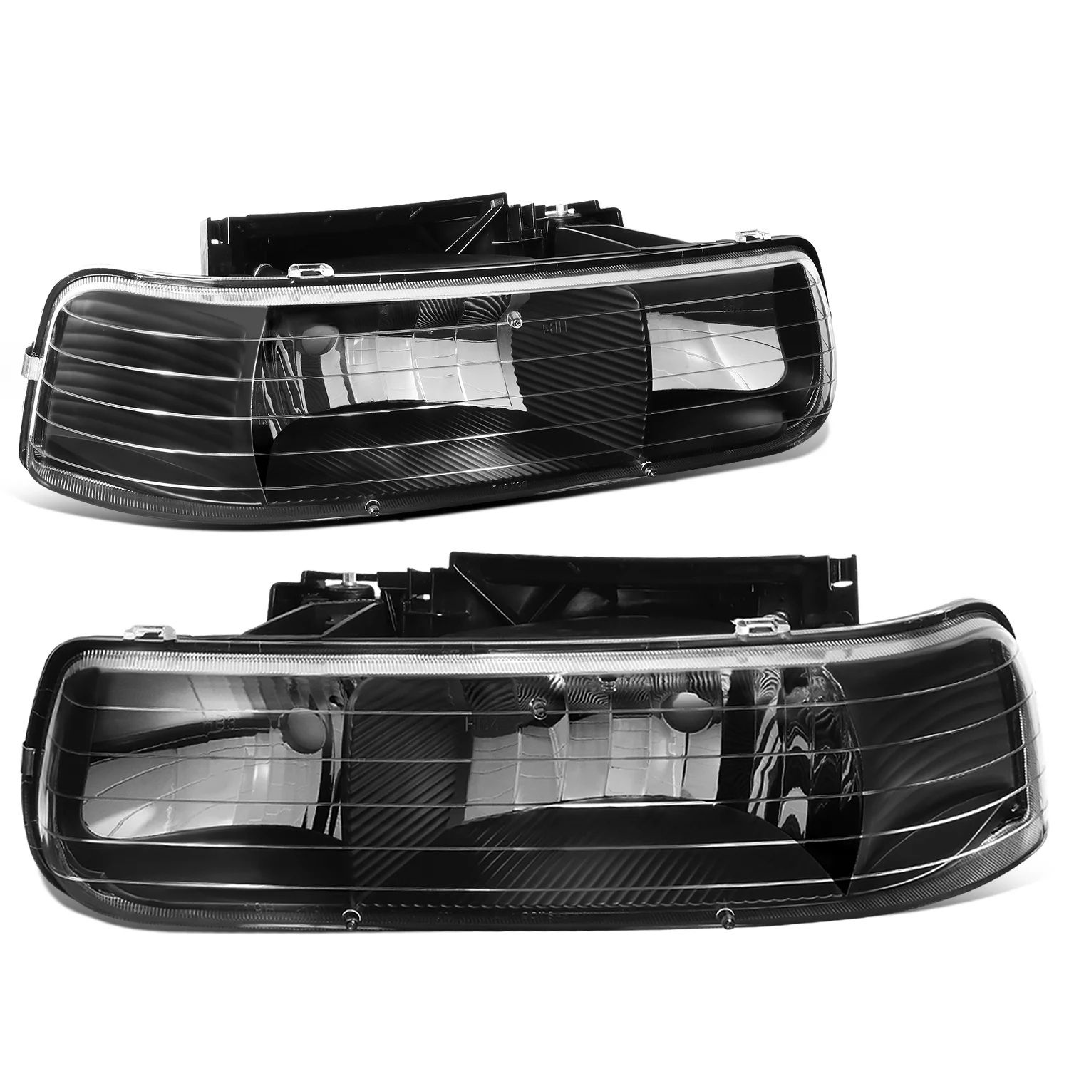 DNA Motoring HL-OH-CS99-2P-BK For 1999 to 2006 Chevy Silverado Tahoe Headlights Black Housing Headlamp - GMT800 00 01 02 03 04 05 Left + Right