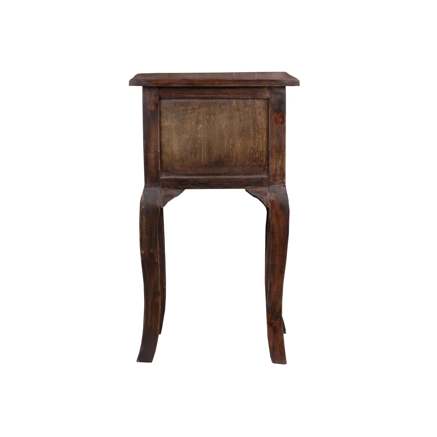 HomeStock Side End Table , Antique Iron Brown Solid Wood , Fully Assembled