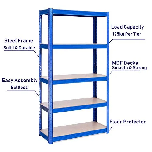 Autofather Metal Racking Heavy Duty 5 Tier Industrial Shelving Unit Rack, Single Pack Garage Storage Shelves, 59