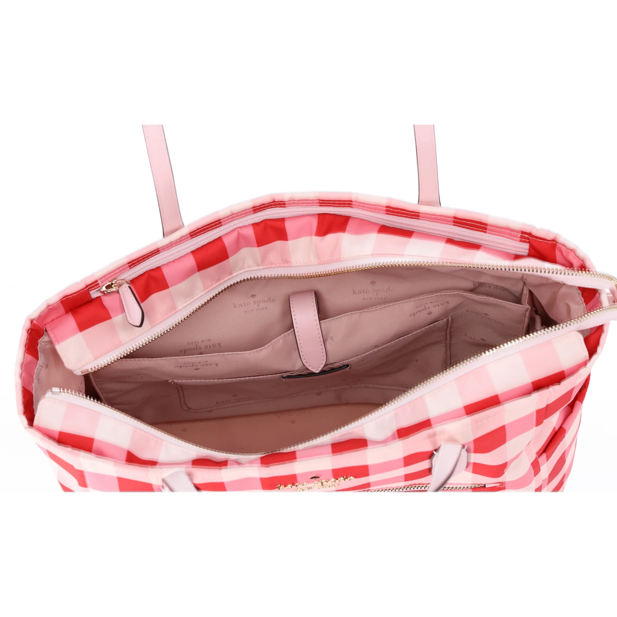 Kate Spade Chelsea The Better Nylon Large Tote Gingham Check Print Pink Multi