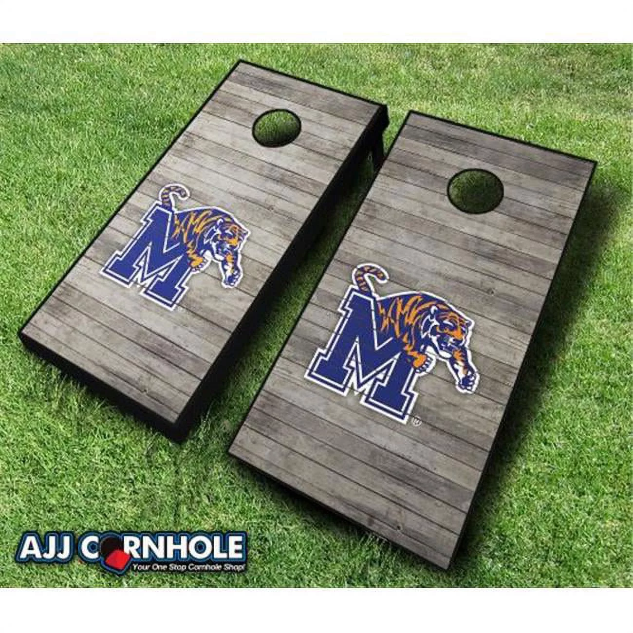 AJJCornhole 110-MemphisDistressed Memphis Tigers Distressed Theme Cornhole Set with Bags - 8 x 24 x 48 in.