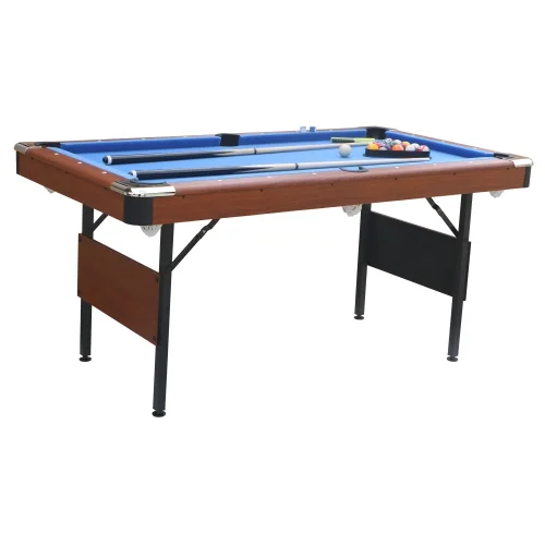 Shinpt Portable Pool Table with Full Set of Balls, 2 Cue Sticks, Chalk and Felt Brush, 5.5ft Billiards Table with Leg Leveler, Tabletop Billiard Table with Blue Velvet cloth, Blue