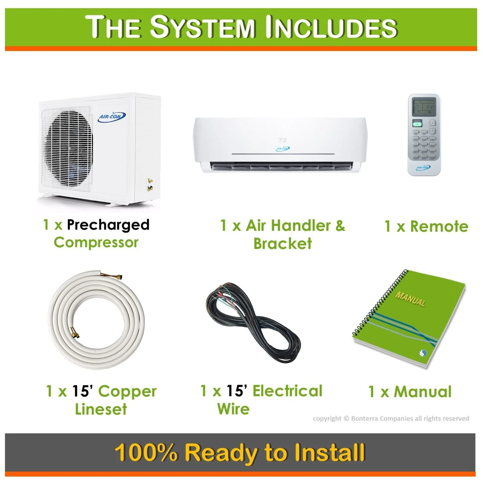 Air-Con 36000 BTU Mini Split Air Conditioner Heat Pump Ductless 16.50 Seer 220v