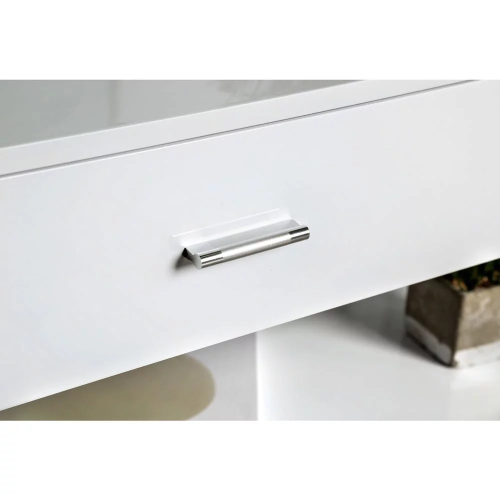 Strick & Bolton Markus Contemporary 47-inch Glass 1-Shelf Coffee Table by  White Glossy, Wood Finish