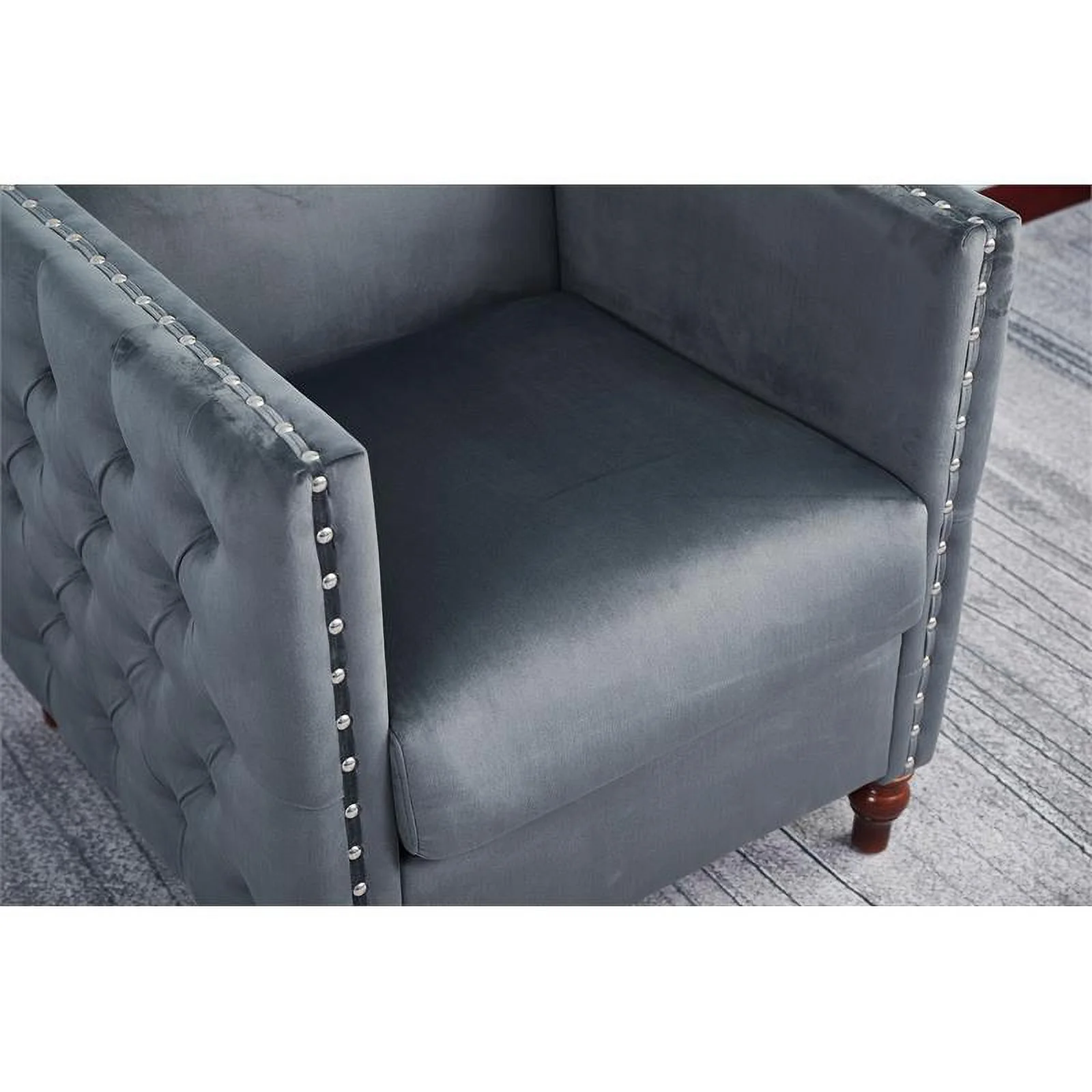 Home Square 2-Piece Set with Velvet Livingroom Loveseat and Chair in Gray
