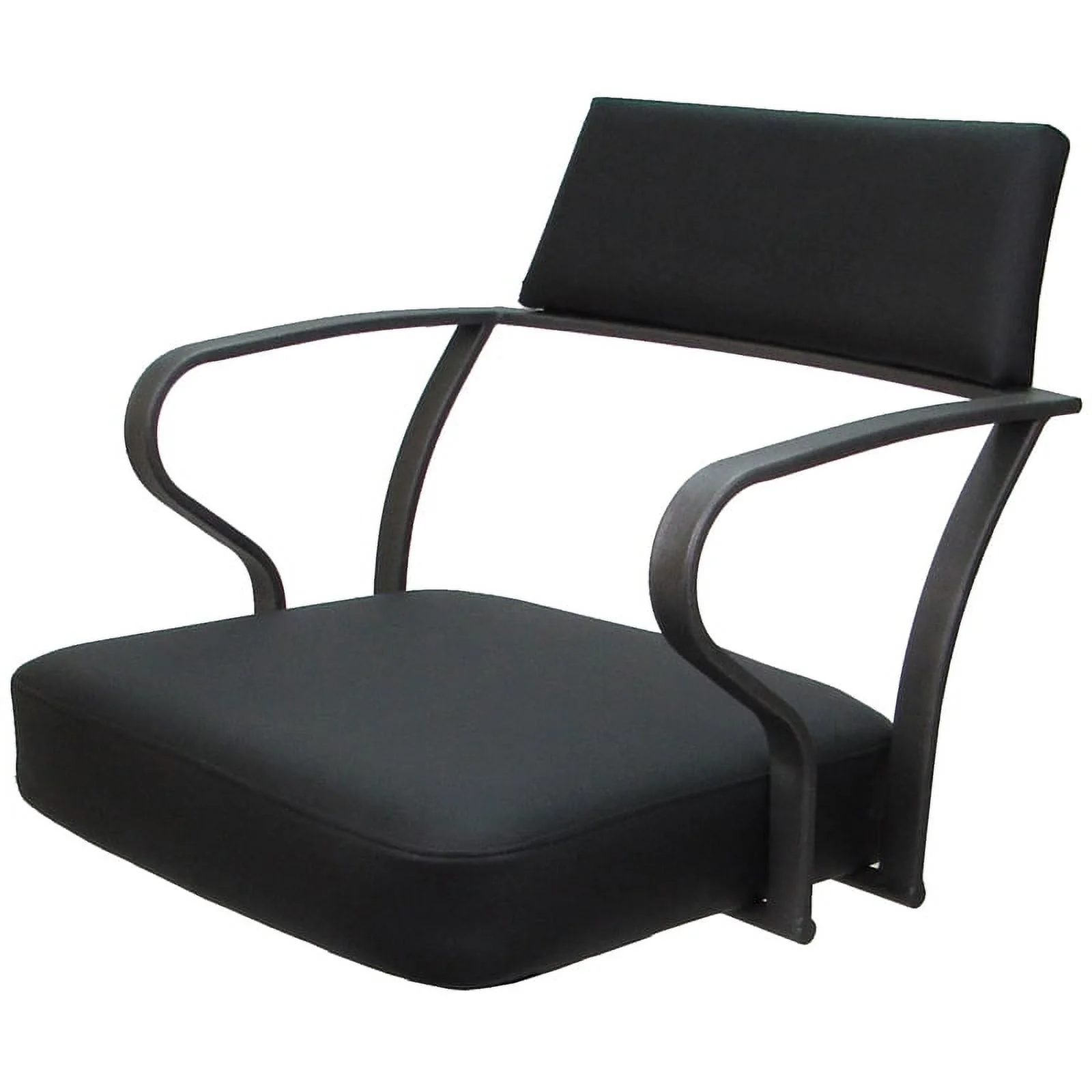 Pemberly Row Swivel Tilt Metal Dining Caster Chair-Black vinyl- Gray metal frame