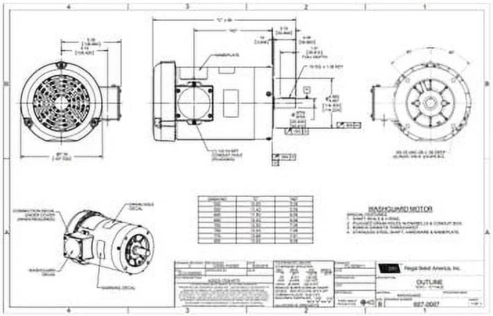 1 hp 1800 RPM 143TC Frame TEFC (no base) C-Face 208/230-460V Wash Down Duty Leeson Electric Motor # 122179