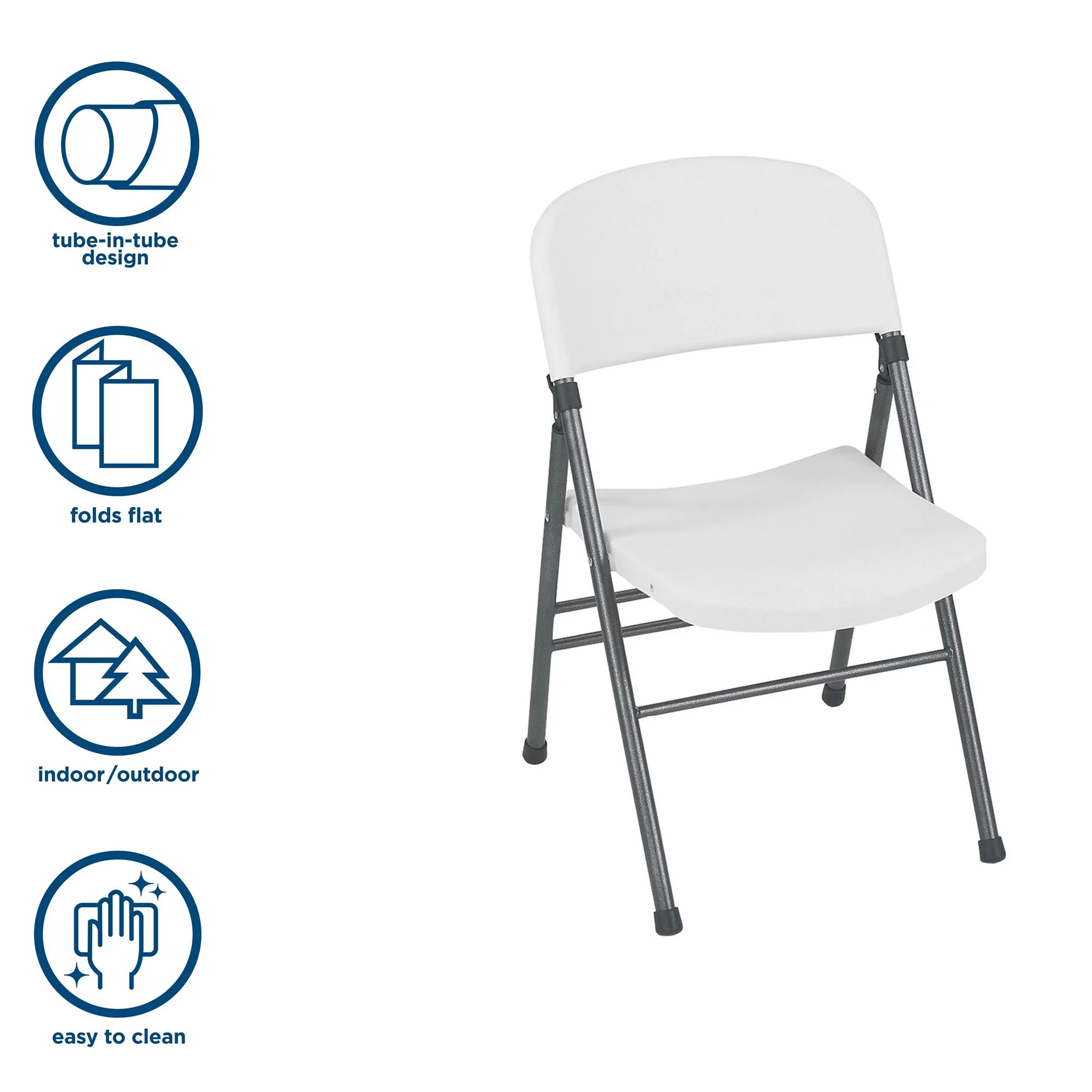 Resin Folding Chair with Molded Seat and Back White Speckle (4-pack)