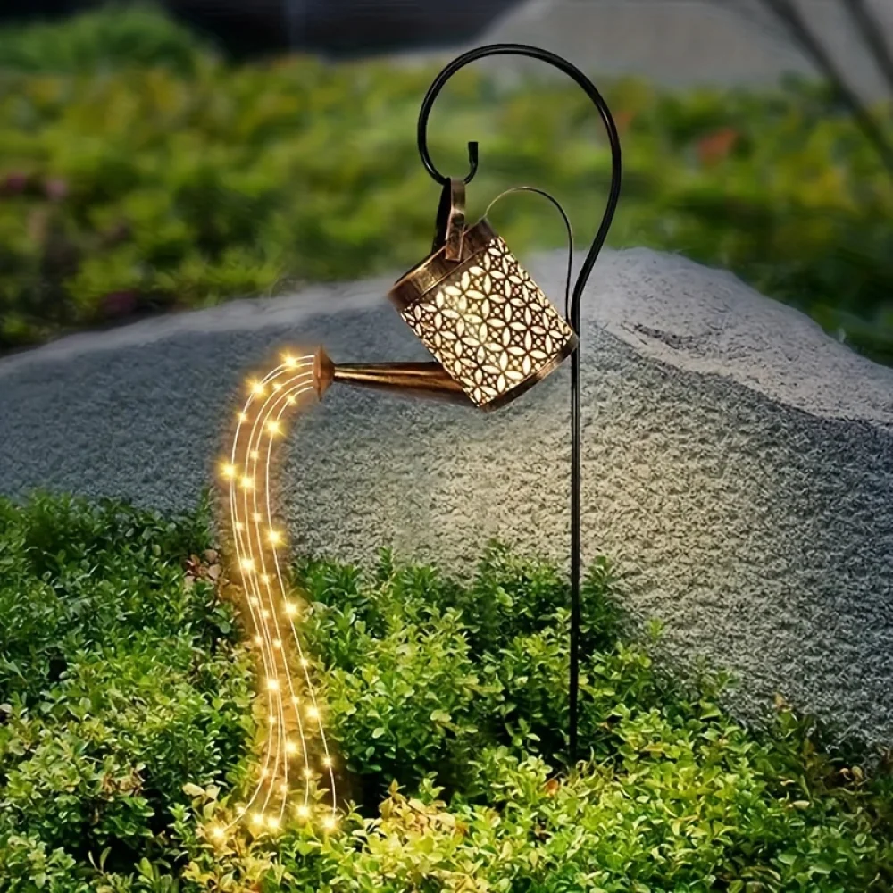 Solar-powered Watering Can With Lights, Waterproof Outdoor Hanging Solar Lantern, For Garden Decoration, Outdoor Solar Garden Decoration, Vintage Metal Solar Garden Lamp, For Lawn, Pathway, Terrace