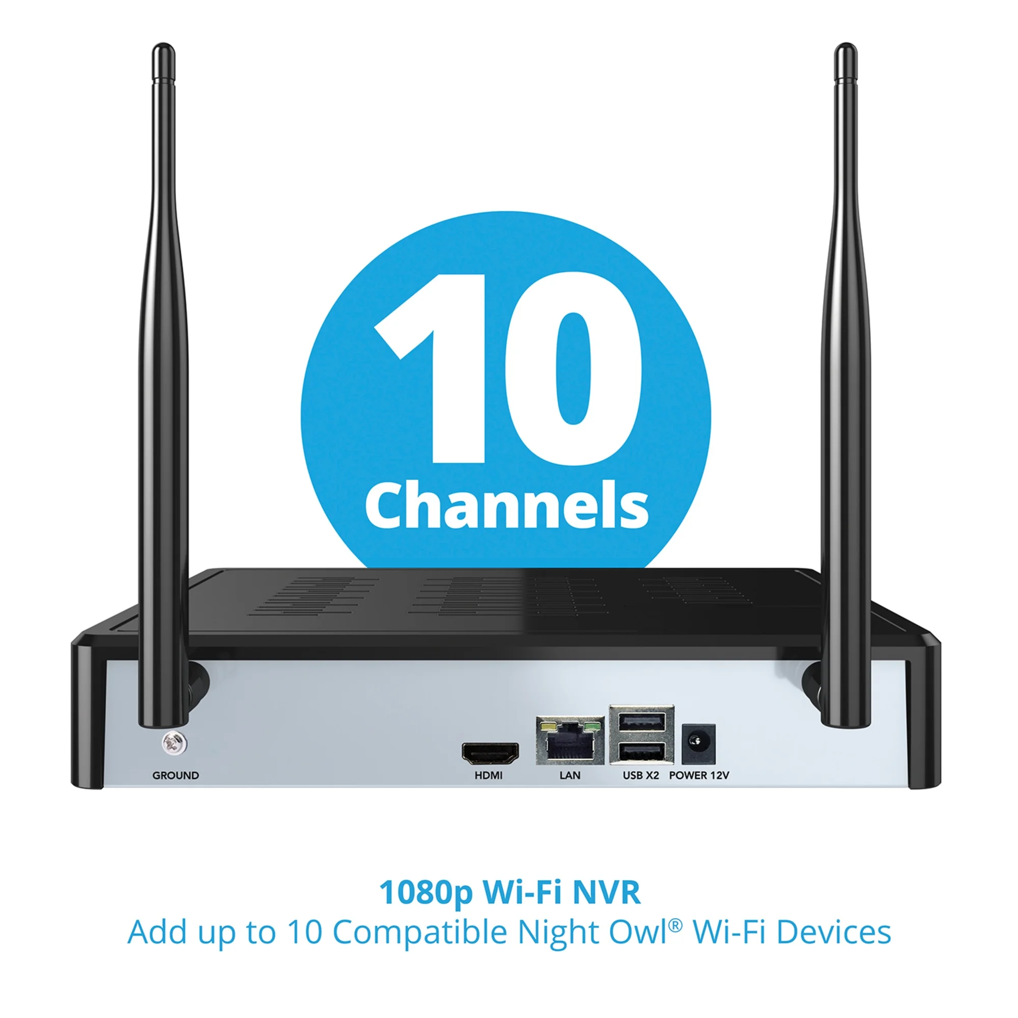 Night Owl 8-Channel 1080p Wi-Fi NVR With 1TB Hard Drive And 8 Wi-Fi IP 1080p Spotlight Cameras, Black/White