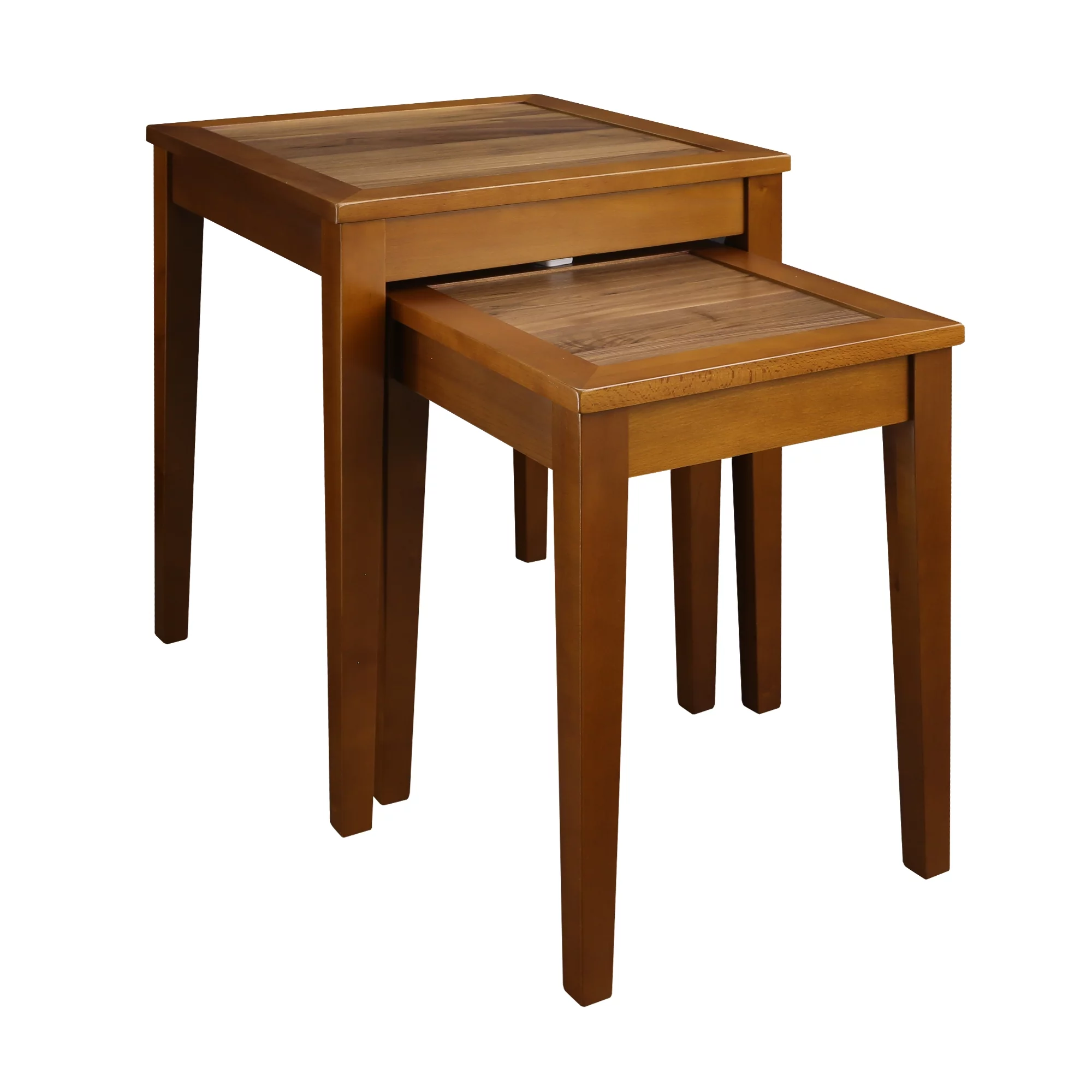 Casual Home Lincoln Nesting End Tables with Concealed Compartment, Solid American Walnut Top