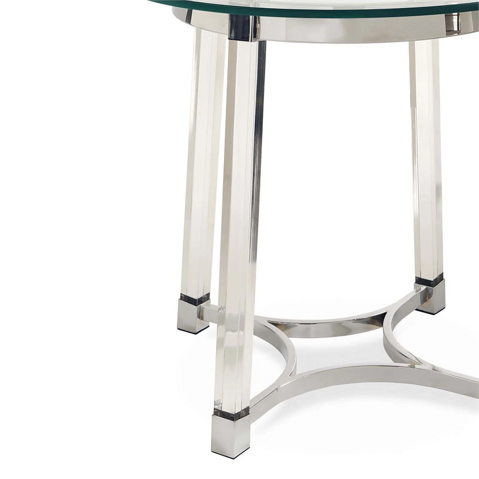 Bowery Hill Modern Metal End Table with Glass Top in Chrome/Clear