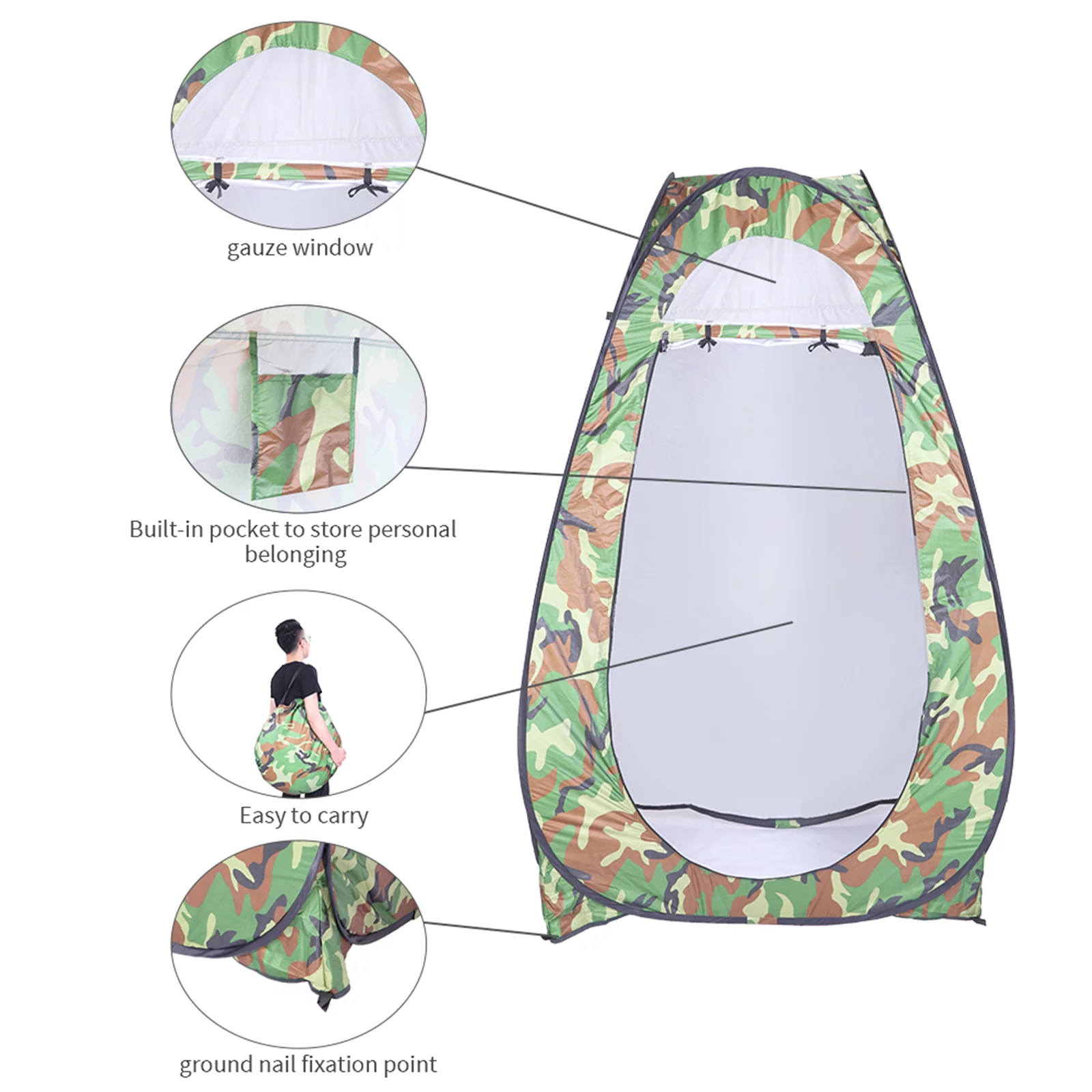 Instant Portable Pop Up Shower Tent Outdoor Toilet Changing Room for Camping and Outdoor Activities