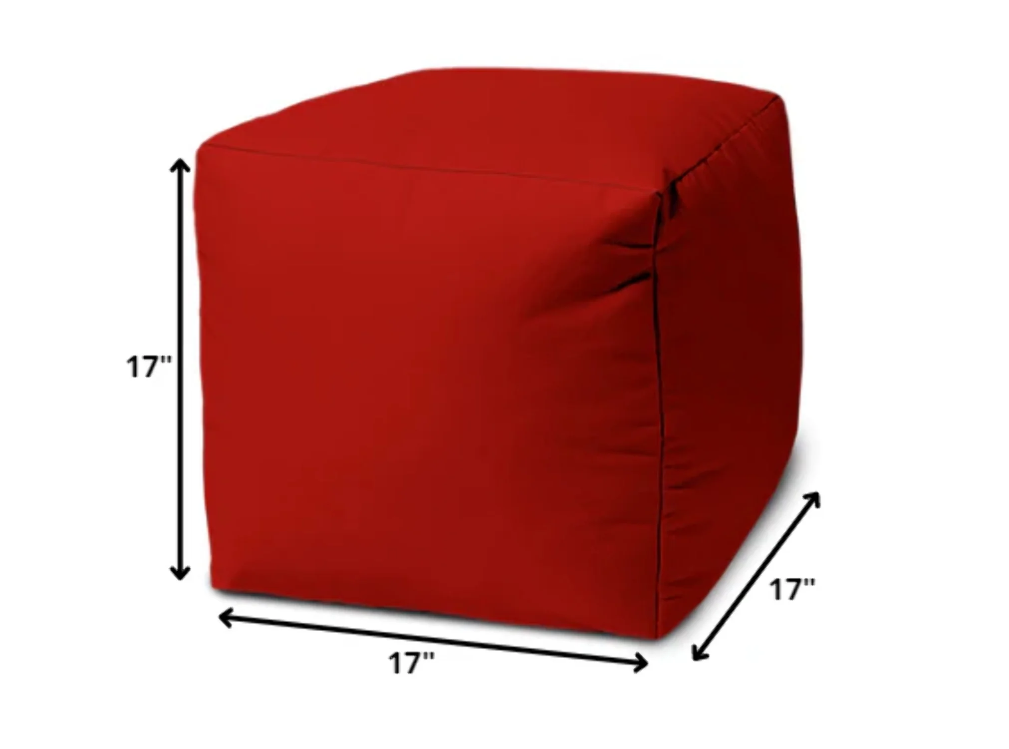 HomeRoots 474171 17 Cool Primary Red Solid Color Indoor & Outdoor Pouf Ottoman