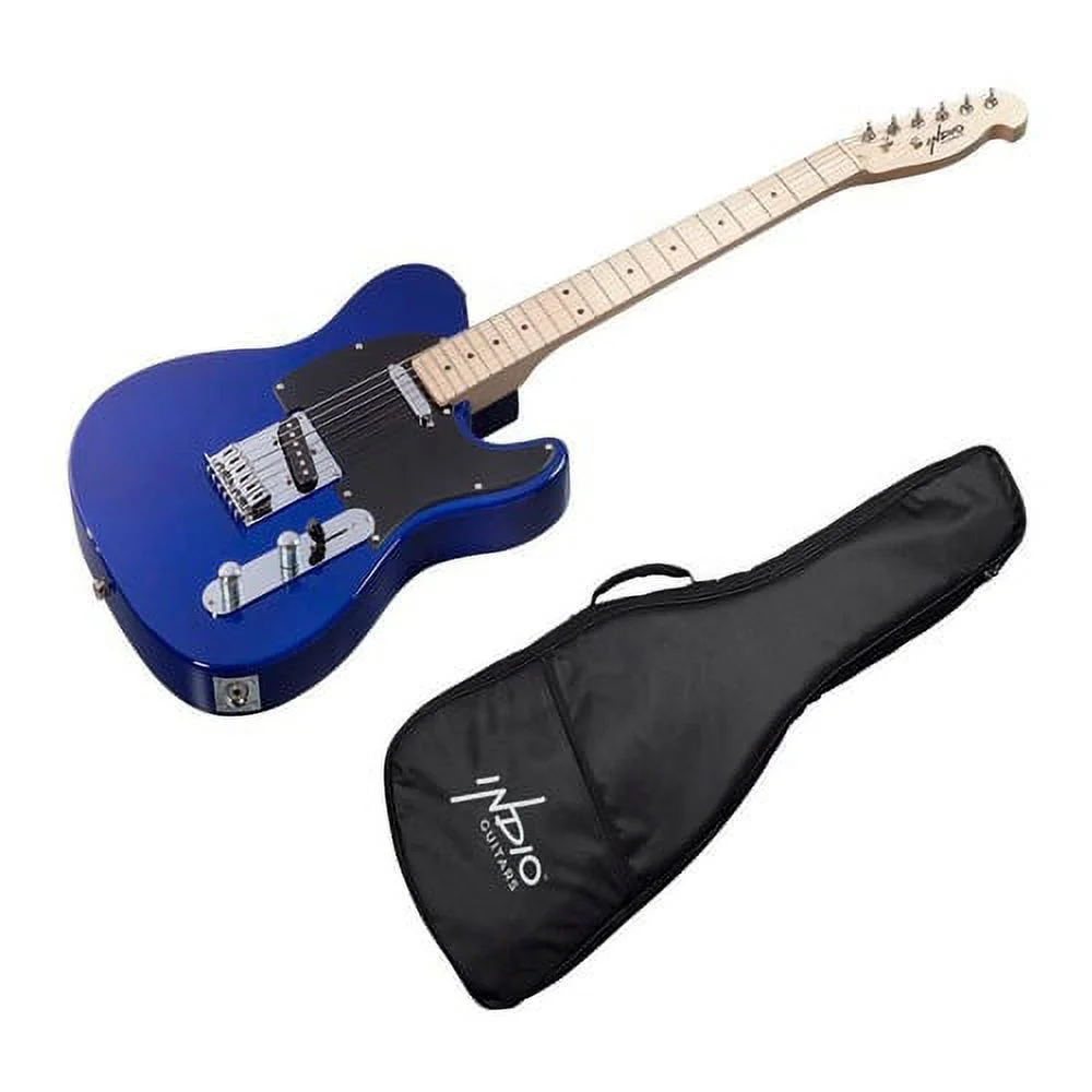 Indio by Monoprice Retro Classic Electric Guitar with Gig Bag, Blue