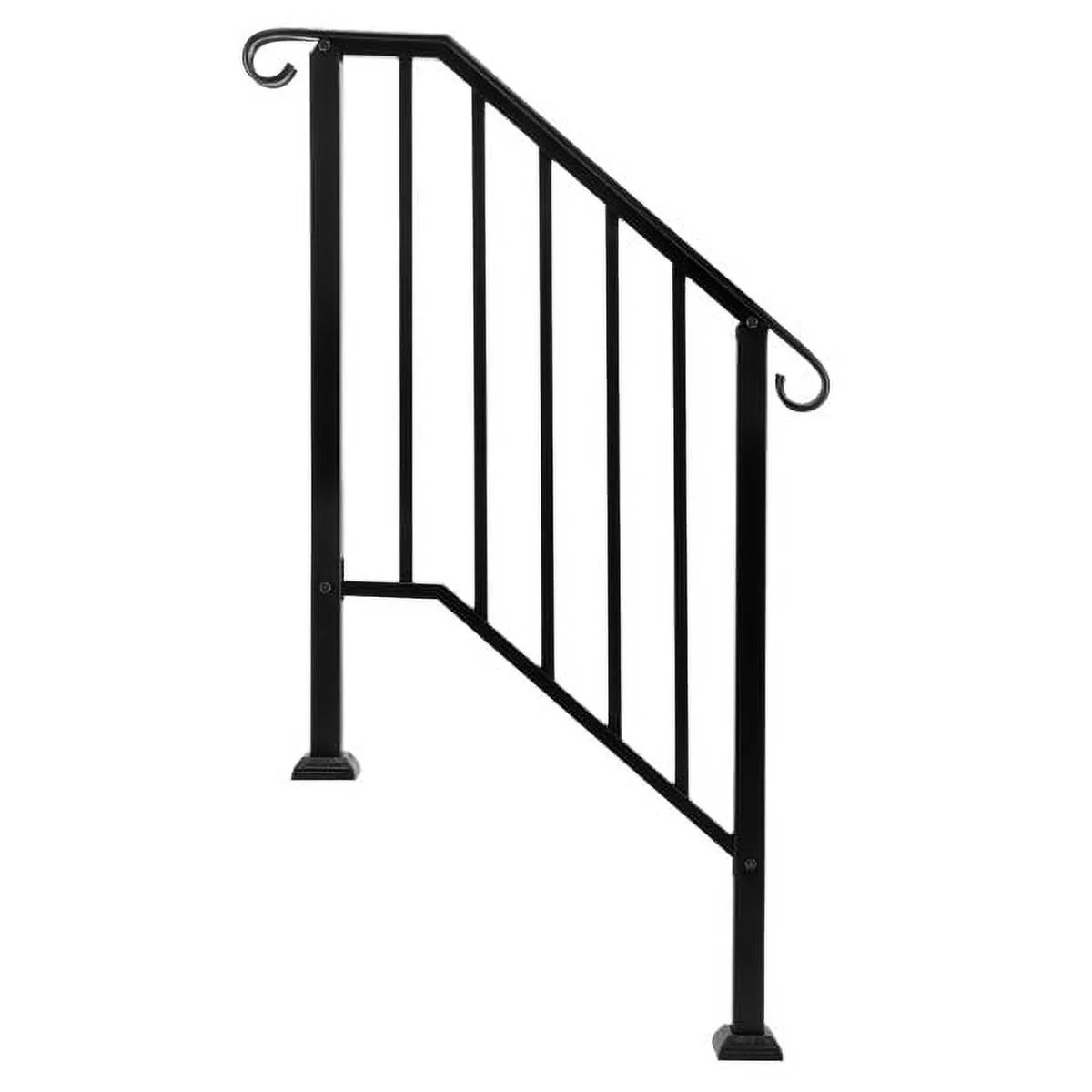 Matte Black Outdoor Iron Handrail - Enhance Home Entry Safety