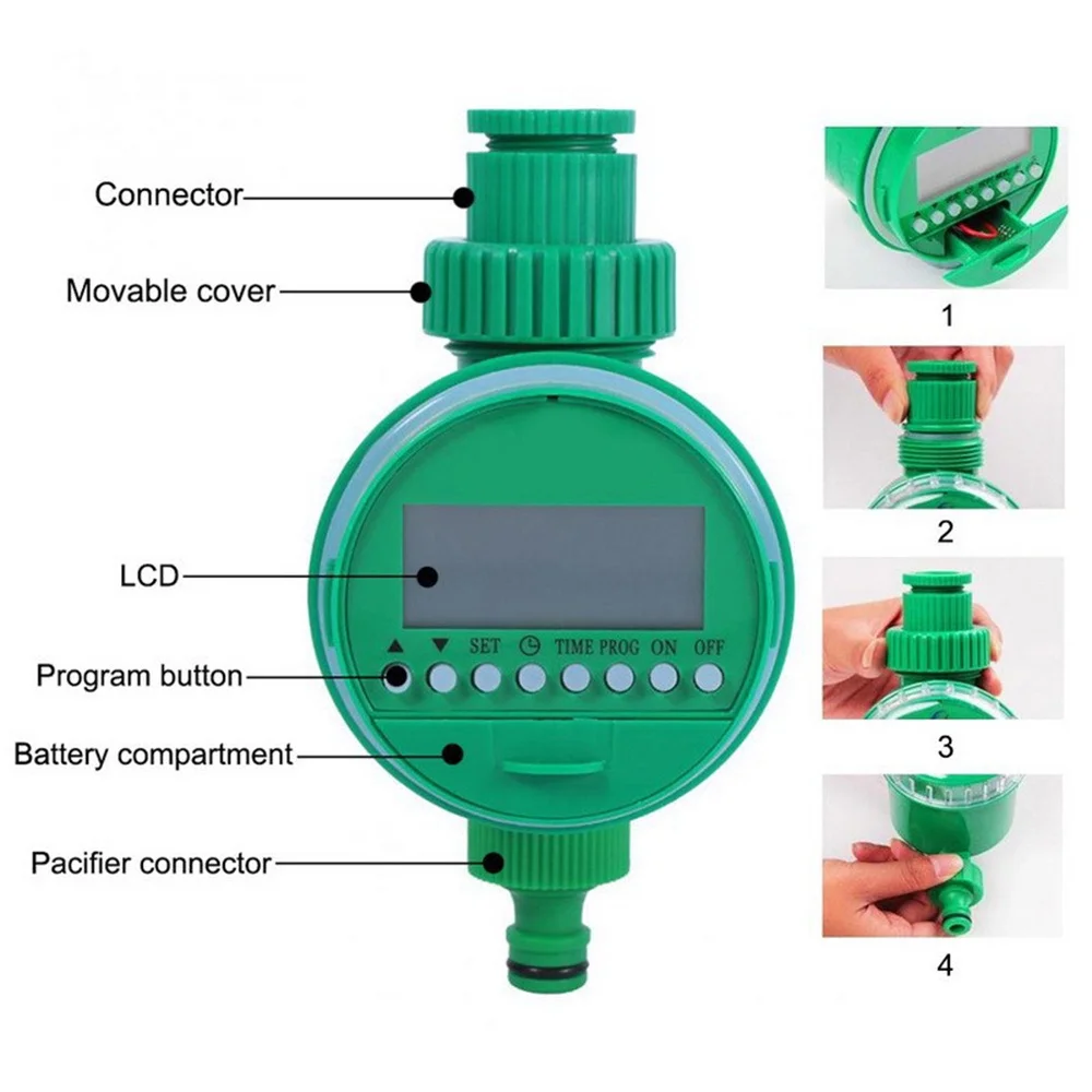 KKMOL Electronic Water Timer Garden Irrigation Controller Smart Watering System LCD Waterproof Auto On Off Water Faucet Green