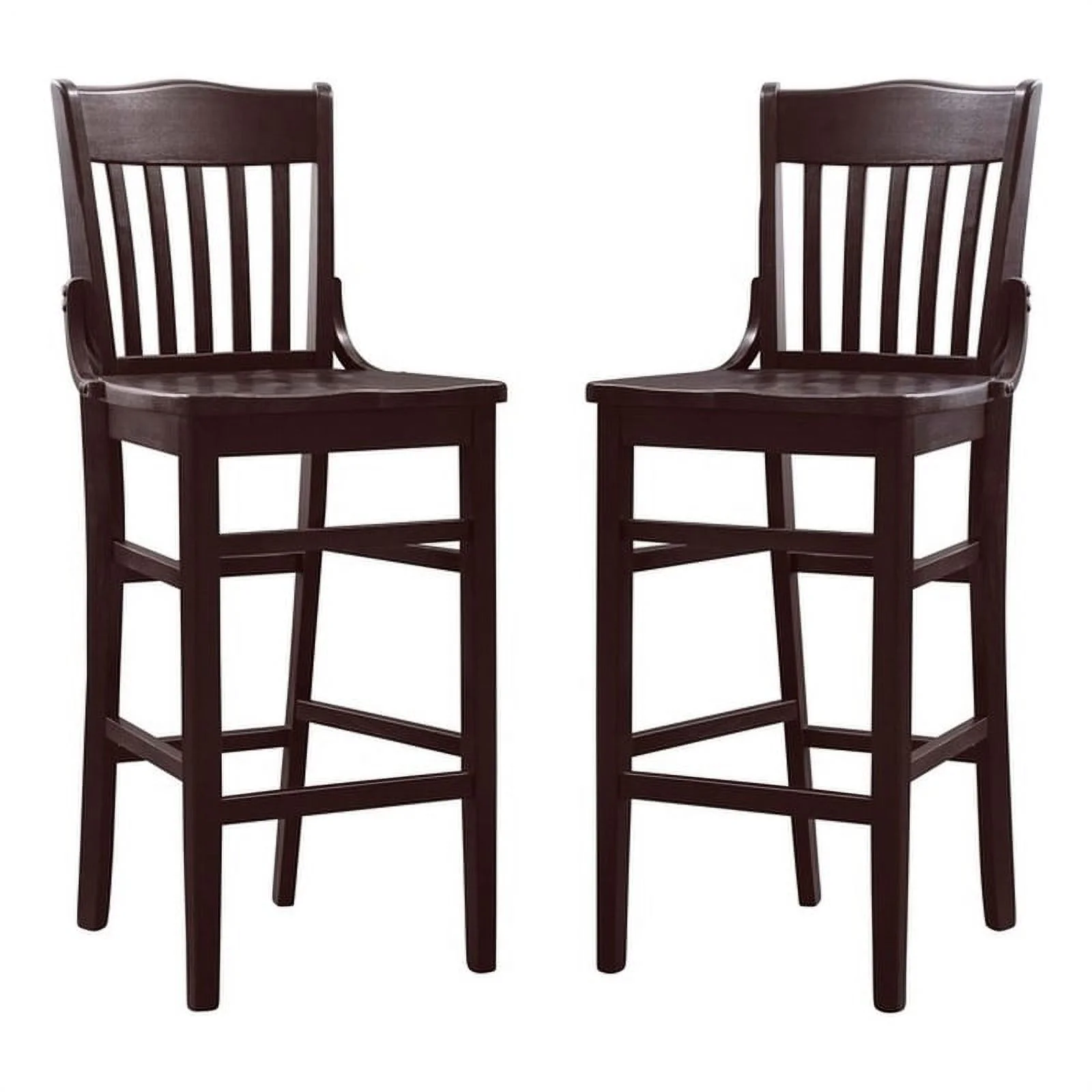 Linon Jasper Wood Commercial Grade Set of Two Barstools in Brown