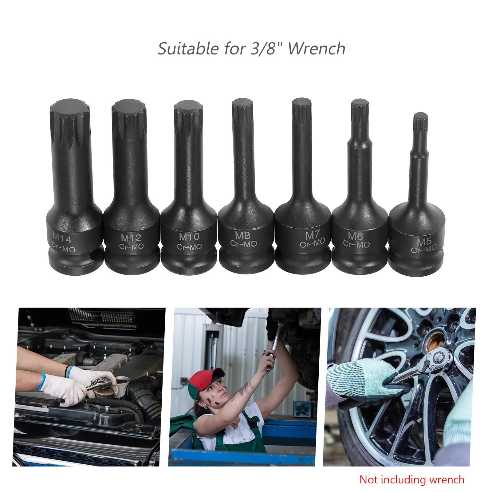 Socket Set,6mm 7mm 8mm Bit Cr-mo Steel 10mm 12mm Xzn Sizes (5mm 6mm Socket Set Piece Sizes (5mm Set 7 Piece 3/8-inch Drive Socket 7mm 8mm 10mm Spline Bit Cr-mo 8mm 10mm 12mm (5mm 6mm 7mm Buzhi