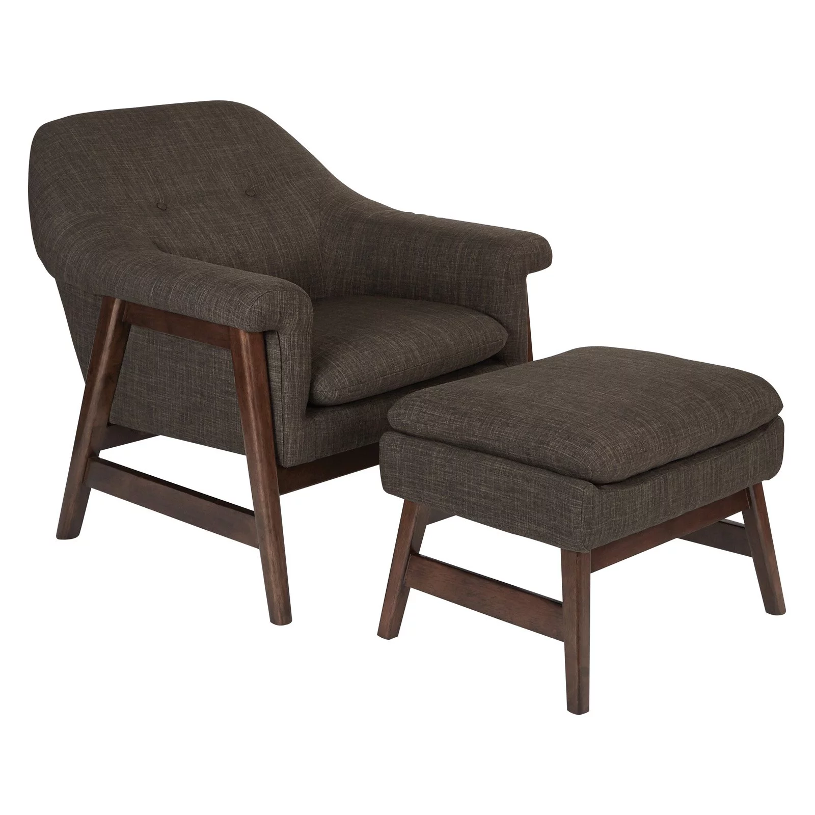 OSP Home Furnishings Flynton Chair & Ottoman in Green Fabric with Medium Espresso Frame ASM