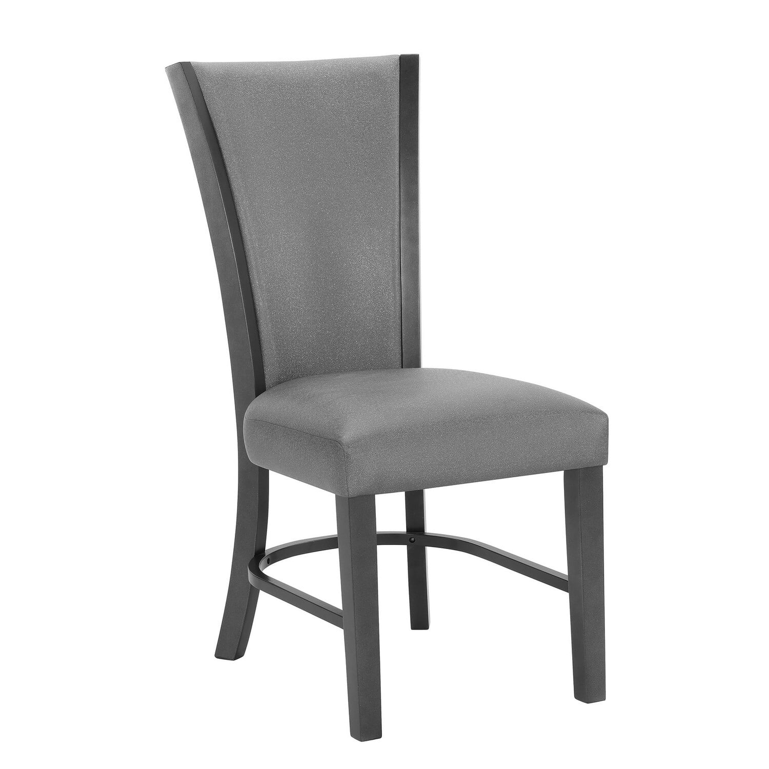 Benjara  24 in. Brandon Side Chair - Gray Fabric Upholstery, Curved Back - Set of 2
