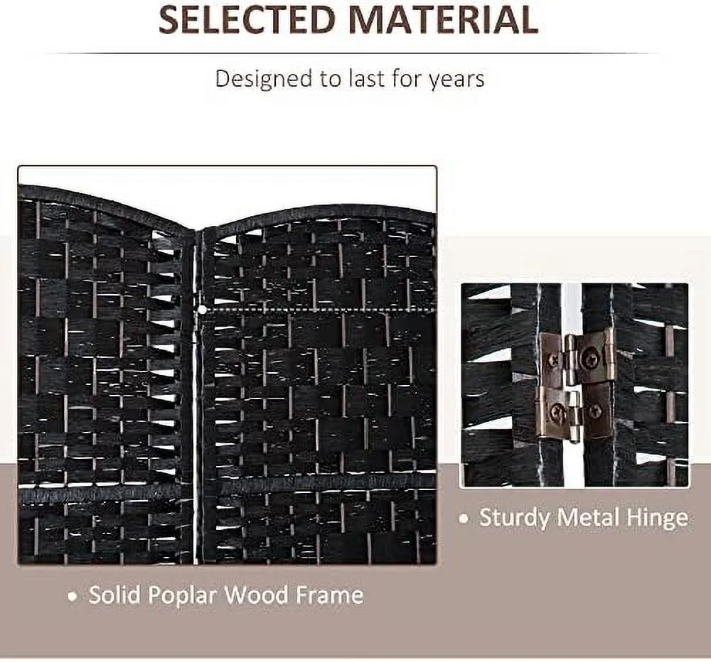 HBBOOMLIFE 6' Tall Wicker Weave 6 Panel Room Divider Privacy Screen - Brown