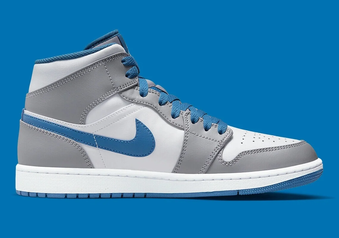 Men's Jordan 1 Mid Cement Grey/White-True Blue (DQ8426 014) - 11.5