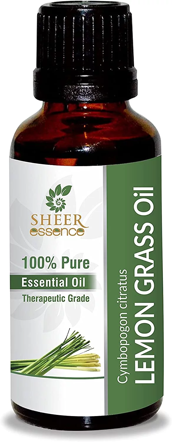 Sheer Essence Lemongrass Essential Oil 1000 ML (33.8 fl. oz) 100% Pure, Natural, Therapeutic Grade Oils for Skin, Hair & Aromatherapy