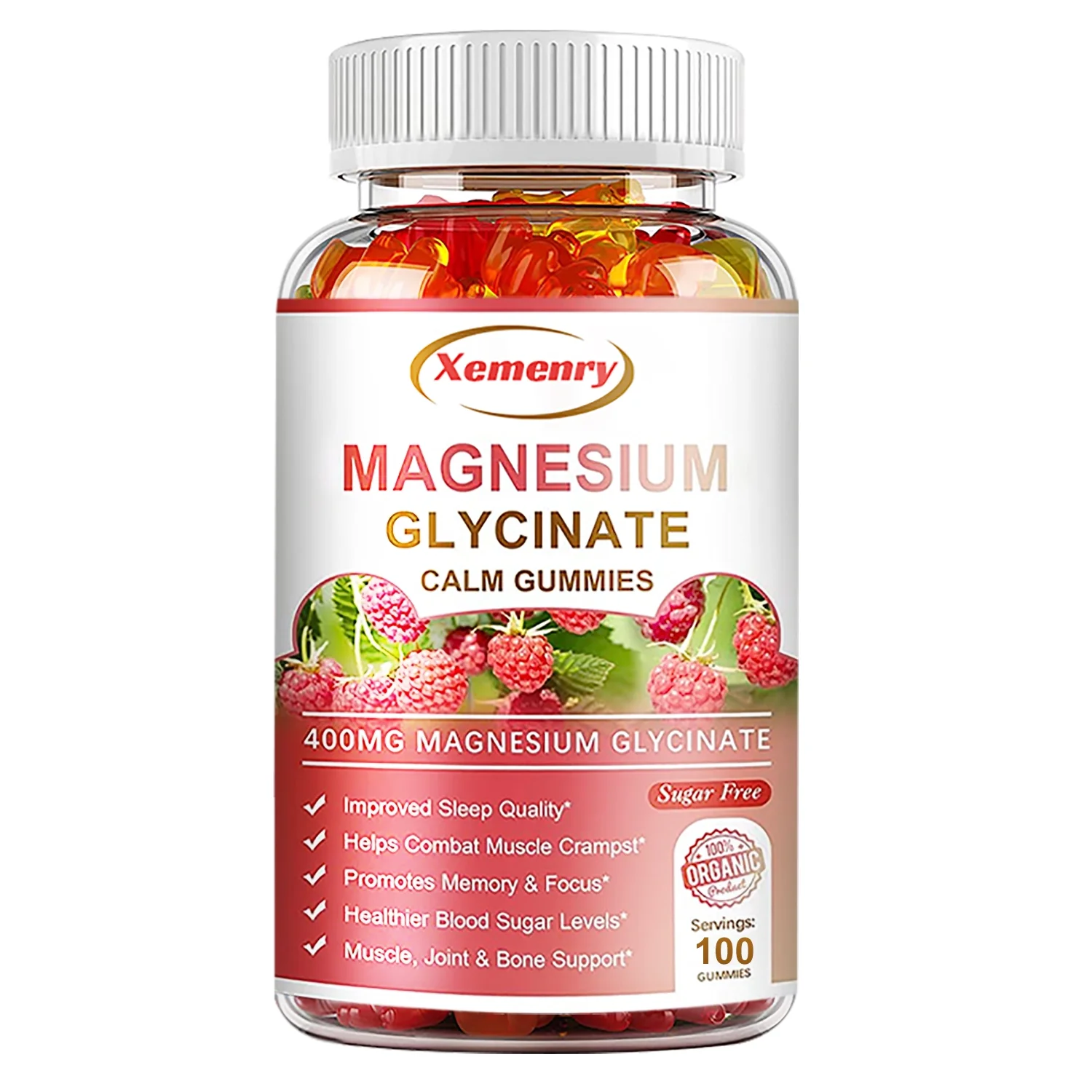 Xemenry Magnesium Glycinate 400mg - Stress Relief,Supports Bones, Sleep, Muscle Health(30/60/100pcs)