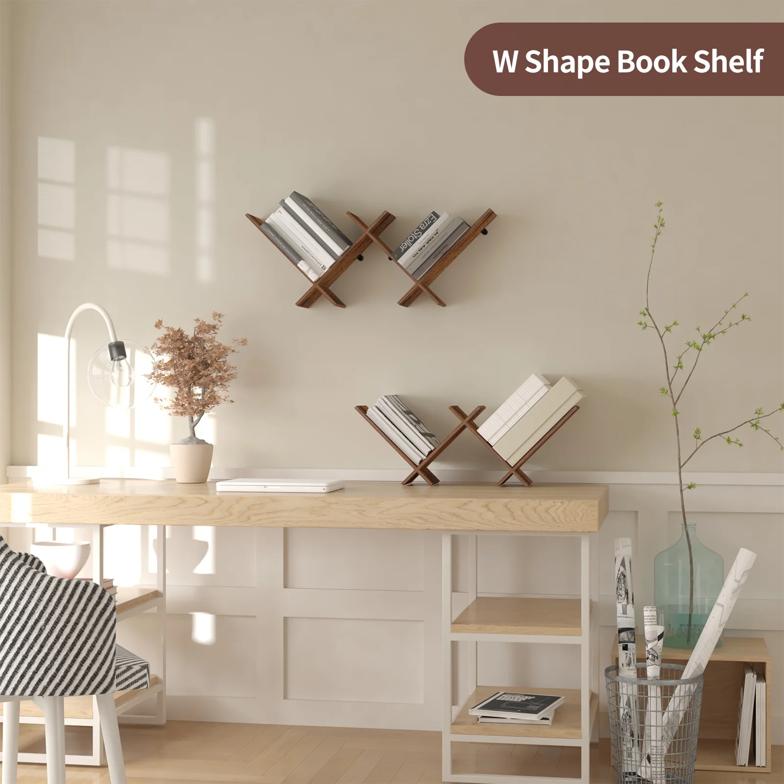 Floating Wall Shelves Set of 2,Brown Rustic Wall-Mount Shelves for Bathroom,Living Room,Kitchen