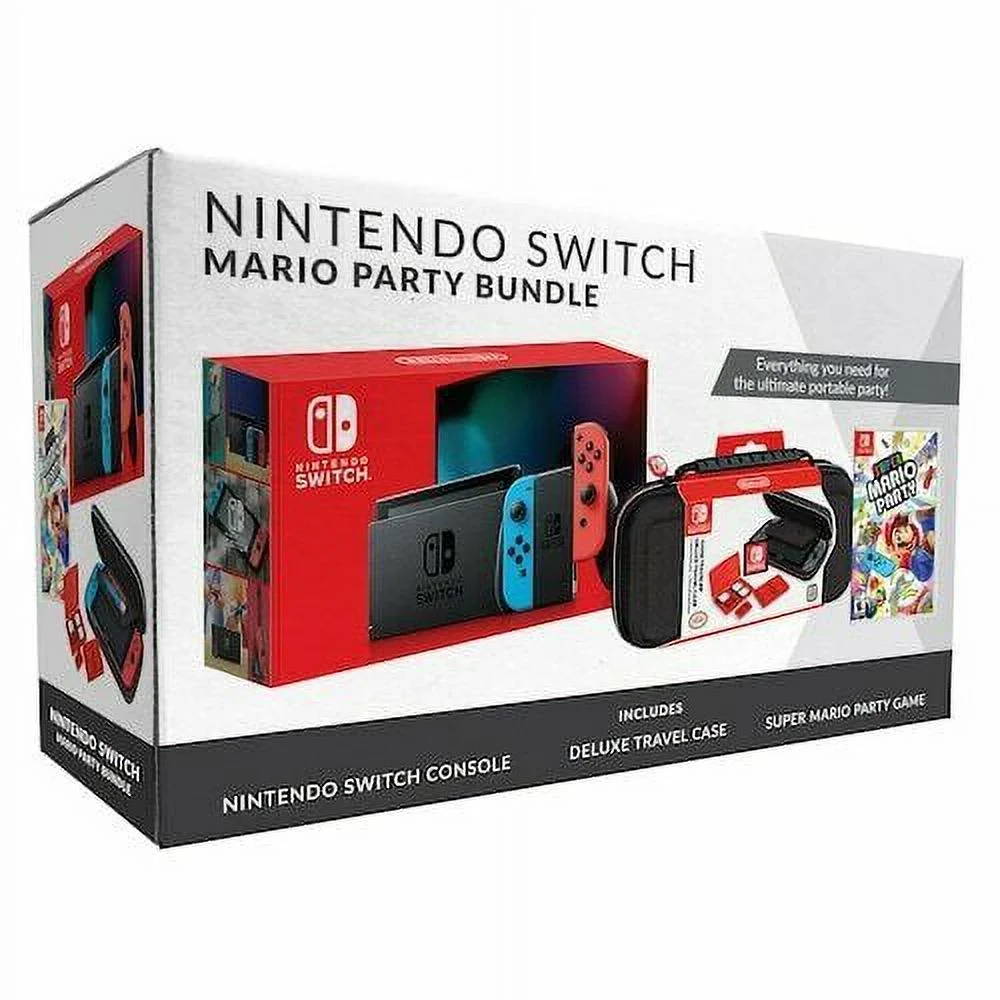 Nintendo Switch Red/Blue Console Bundle with Mario Party & Travel Case