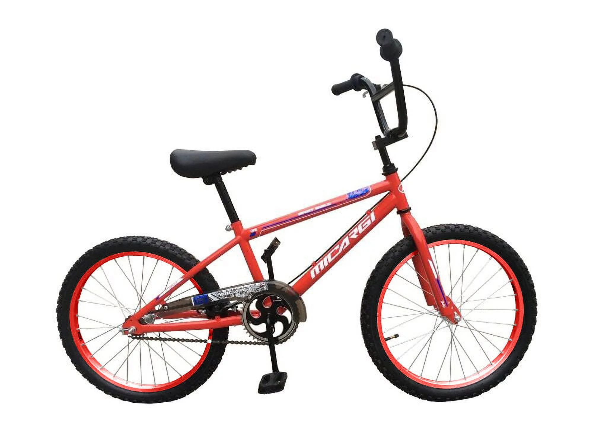 PlayWorld 20 In. BMX Steel Frame U-Brake Alloy Kid's Bicycle, One Piece Black Crank, Alloy Stem Black, Handlebar-ED and Seat Post-ED with Alloy Rims, Red