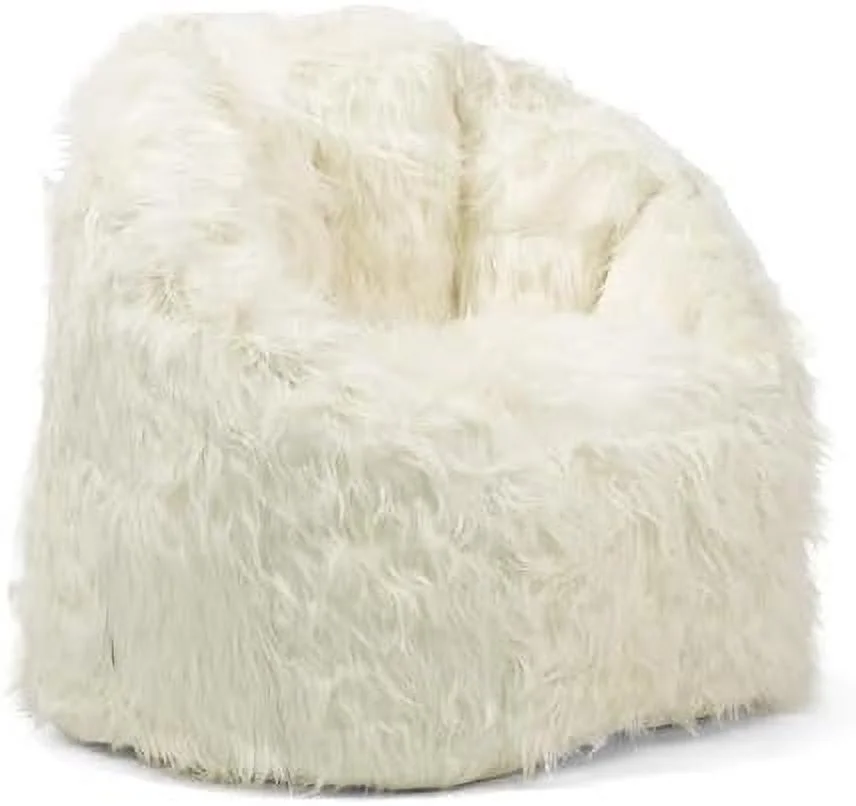 JYHOME Milano Bean Bag Chair  Ivory Shag Fur  Soft Faux Fur  2.5 feet