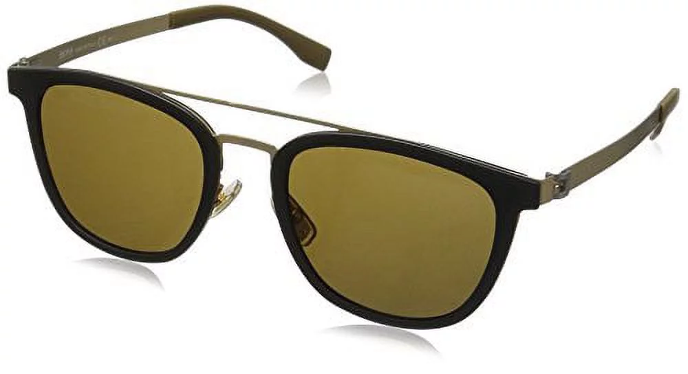 BOSS by Hugo Boss Men's B0838s Square Sunglasses, Black Gold/Brown, 52 mm