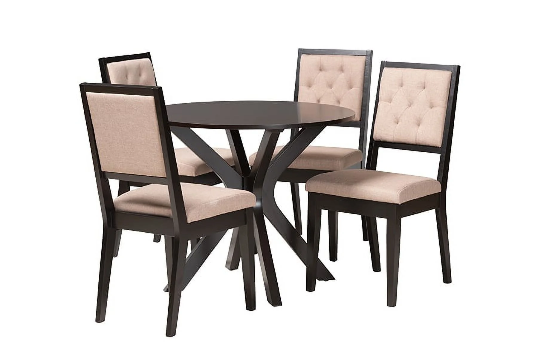 Baxton Studio Mana Modern Sand Fabric and Dark Brown Finished Wood 5-Piece Dining Set
