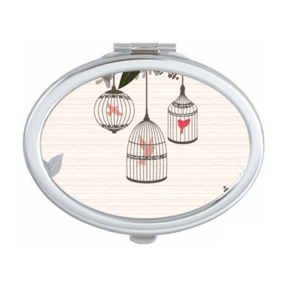 Cage Flower Shelf Art Deco Fashion Mirror Portable Fold Hand Makeup Double Side Glasses