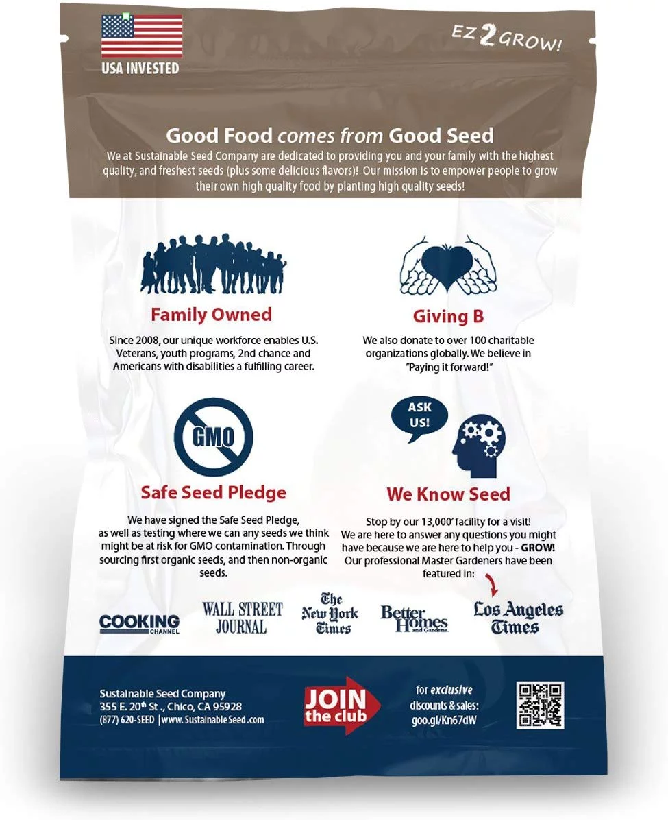 Sustainable Seed Instant Garden, Heirloom Vegetable, and Herb Seed Collection - 15 Varieties Non-GMO Heirloom Garden Vegetable Seeds (w/ Coco Coir Pellets)