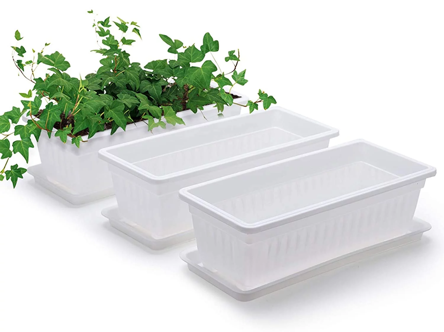 Torubia 3 Packs 17 Inches White A Flower Pot Plastic Vegetable Planters , for Windowsill, Patio, Garden, Home Décor, Porch