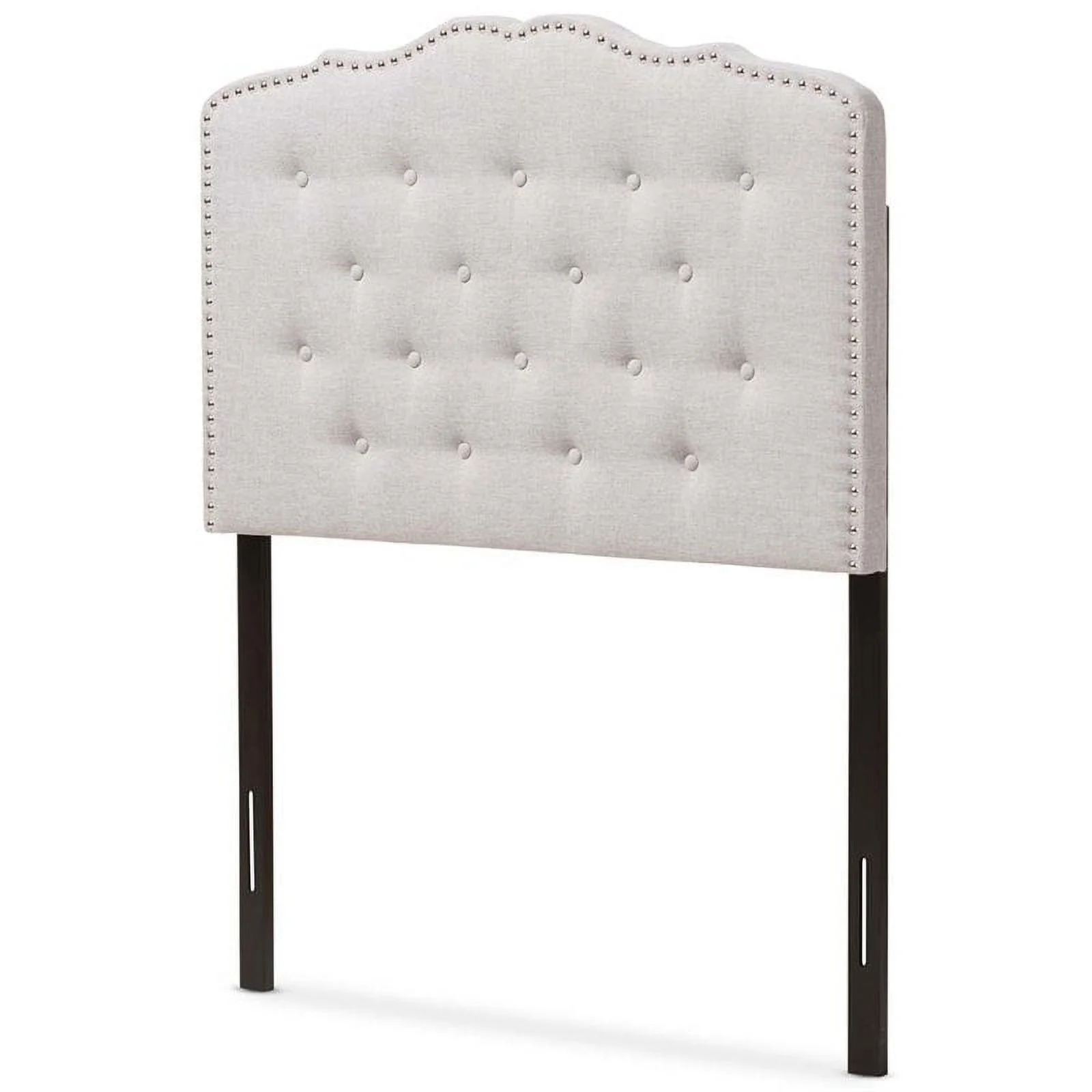 Bowery Hill Modern Fabric Tufted Twin Headboard in Grayish Beige