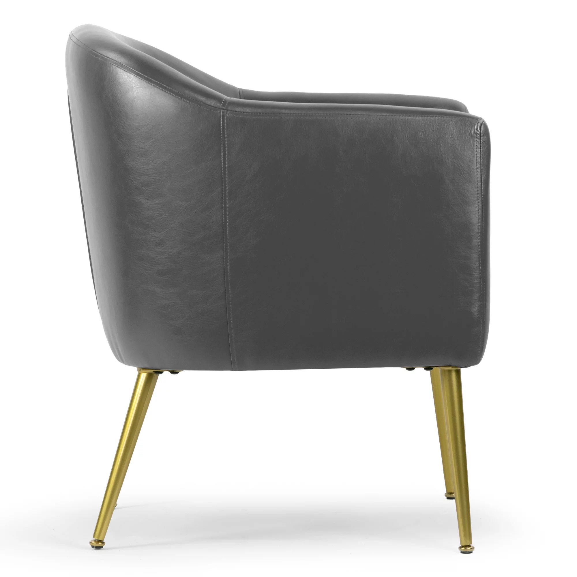 Glamour Home Avi Modern Faux Leather Accent Chair in Gray/Gold