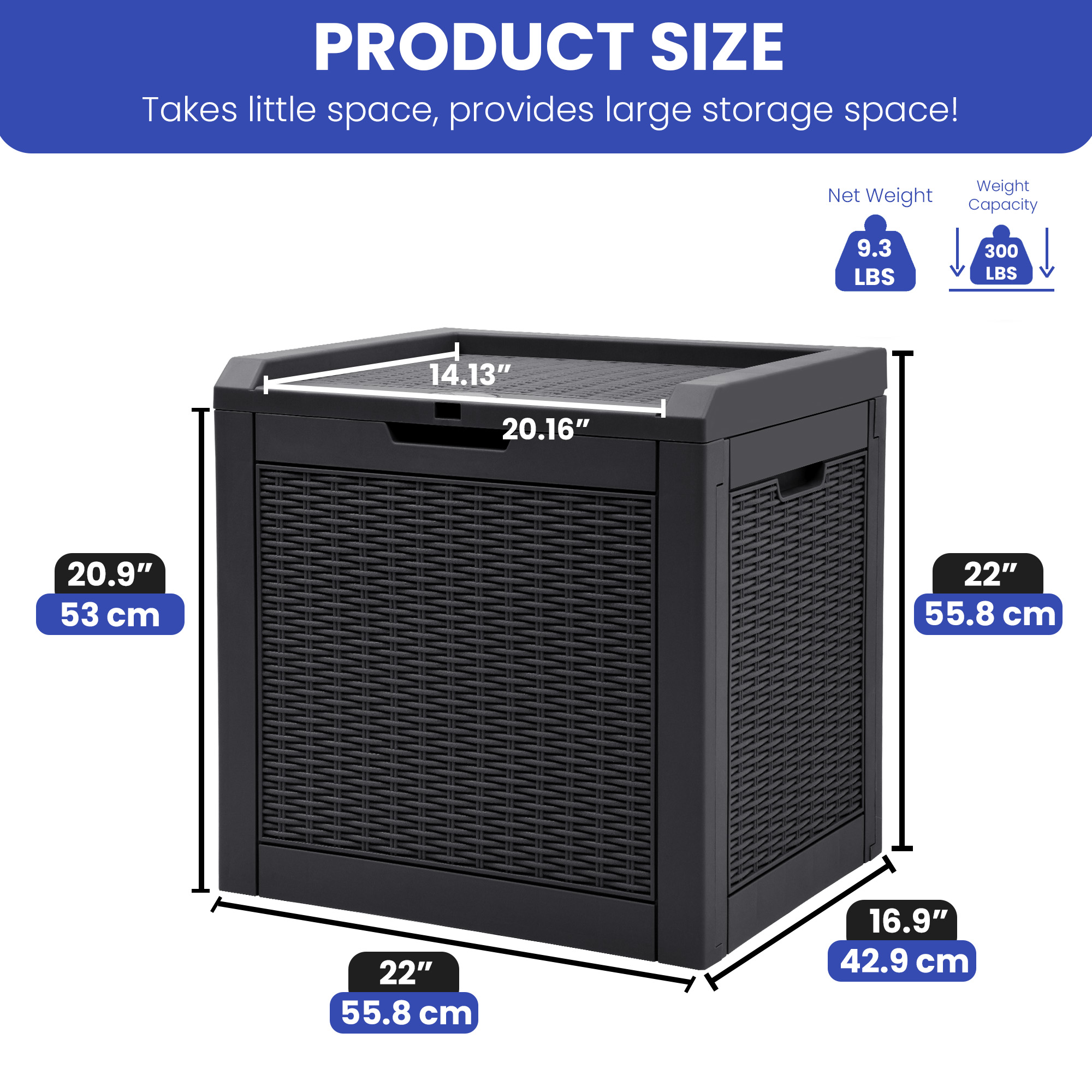 ModFusion Waterproof Resin Rattan 32 Gallon Deck Box with Lockable Lid - Black