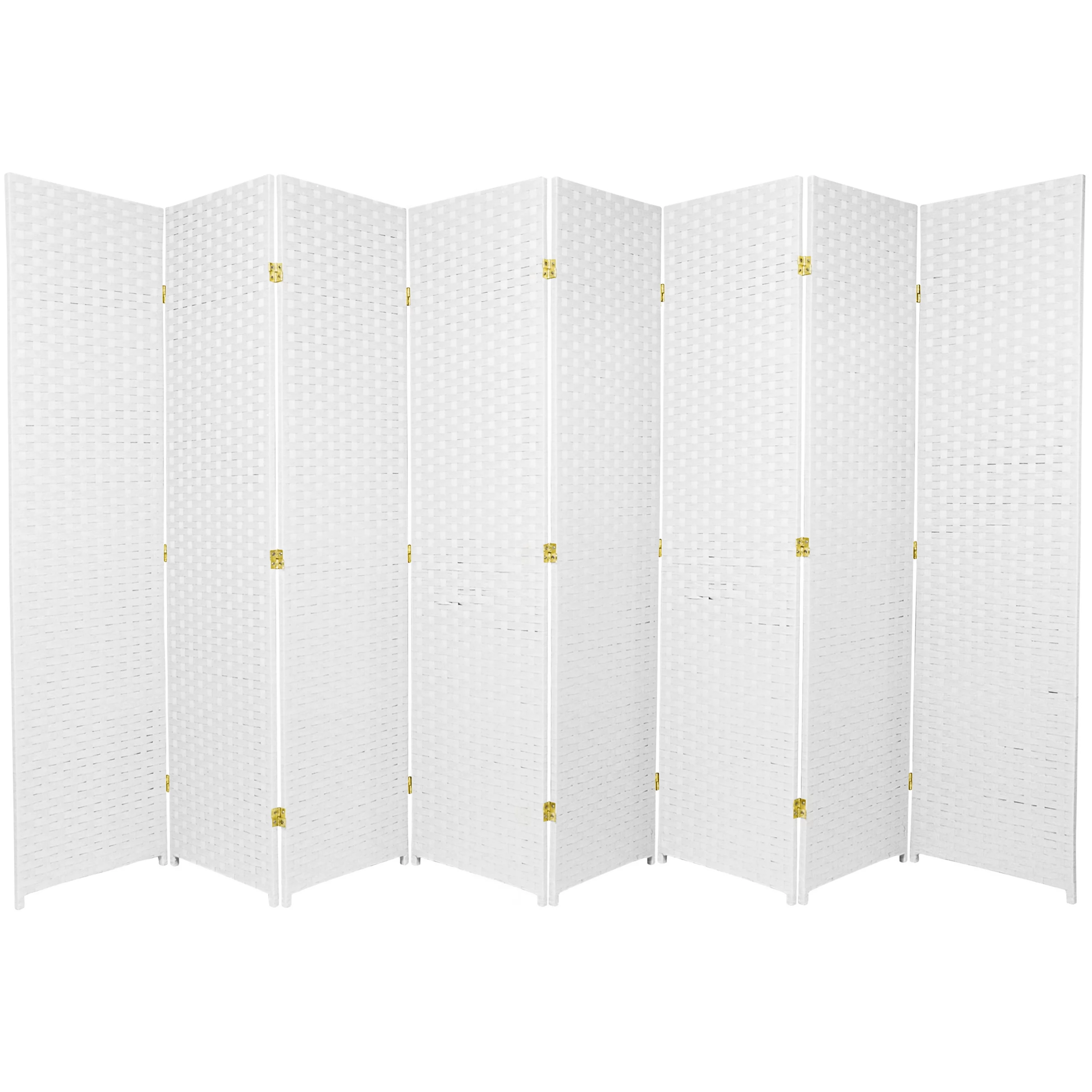 Oriental Furniture 6 ft. Tall Woven Fiber Room Divider - 8 Panel - White