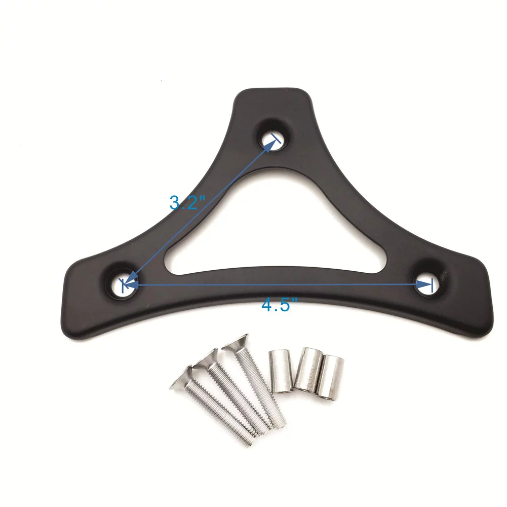 HTT- Motorcycle Flat Black Heavy Metal Sissy Bar Backrest Pad Mount Kit w/ Hollow-out Plate For 2009-2017 Harley Touring