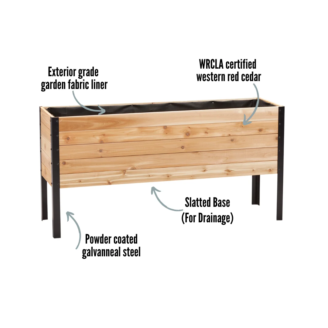 Cedar Planters 100% Canadian Cedar Wood Raised - Elevated Garden Bed for gardening - planter to grow herbs flowers vegetables indoor outdoor patio balcony deck - plant pots planters 18